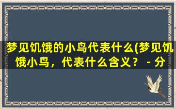 梦见饥饿的小鸟代表什么(梦见饥饿小鸟，代表什么含义？ - 分析鸟儿在梦中的象征与启示)